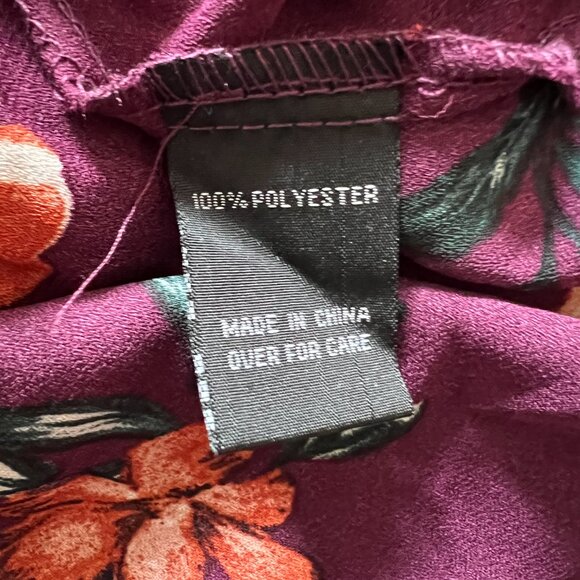 B-Wear Women's Dark Purple/Burgundy Floral 3/4 Sleeve Top, Size M - NEW - Picture 9 of 10